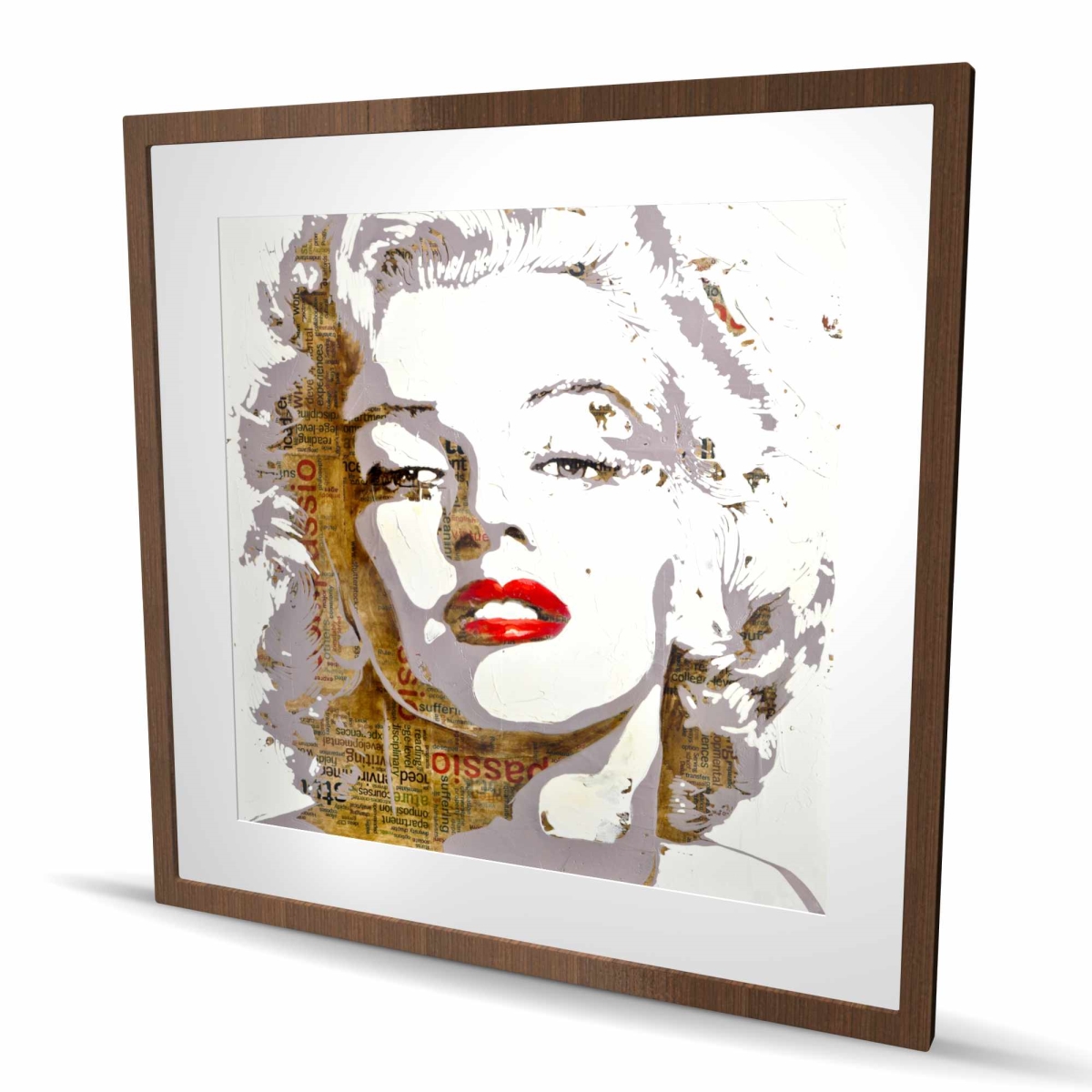 C1FM3636TH2VDB 36 x 36 in. Marilyn Monroe Typography Print - Framed Matted Home Decor