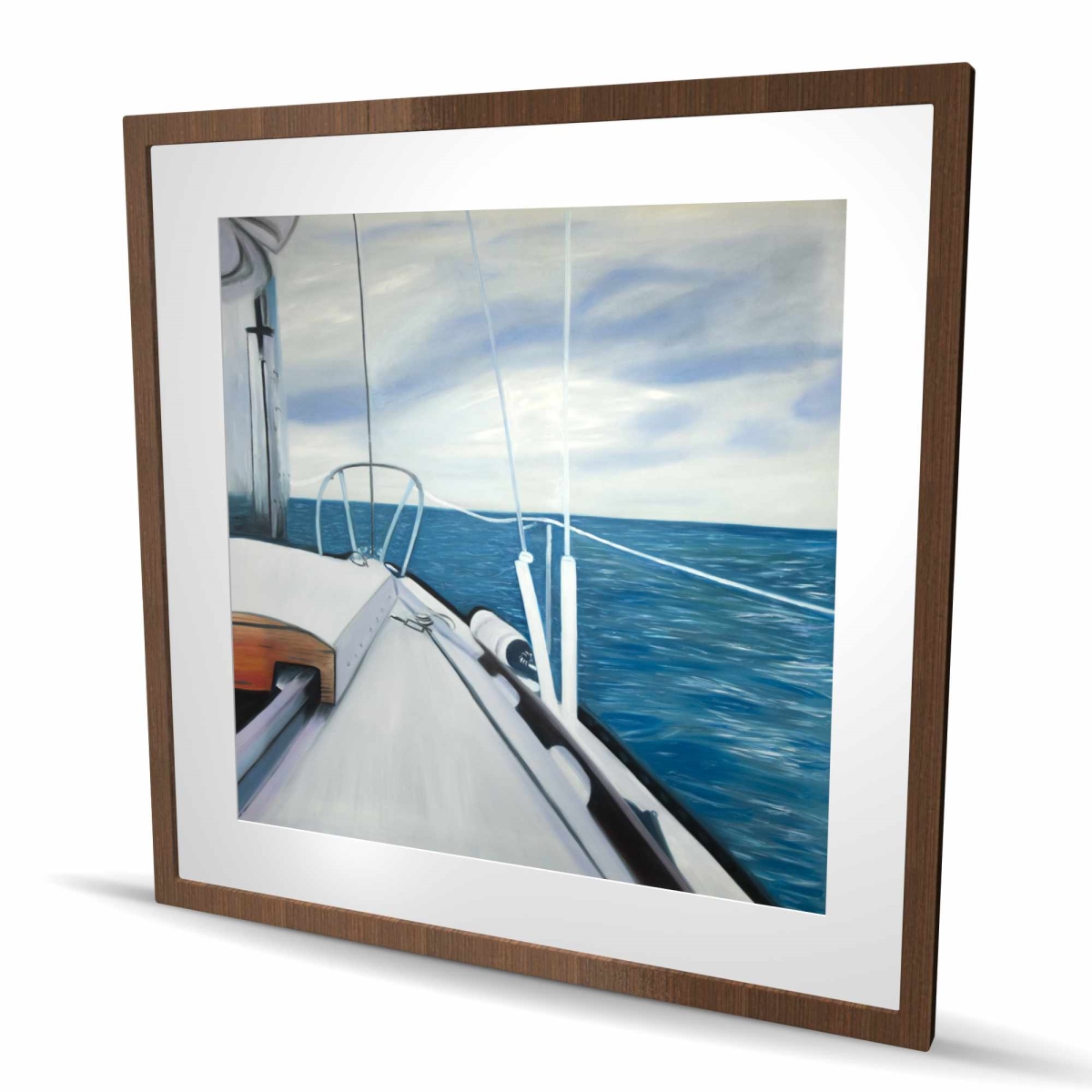 C1FM3636MY90BZ 36 x 36 in. Sail on the Water - Hobbies Coastal Framed Matted Print