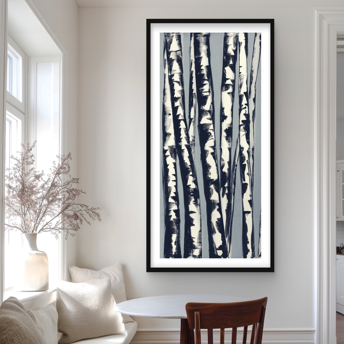C1FM2448UHHQIU 24 x 48 in. Abstract Birch Forest - Botanical Contemporary Framed Print