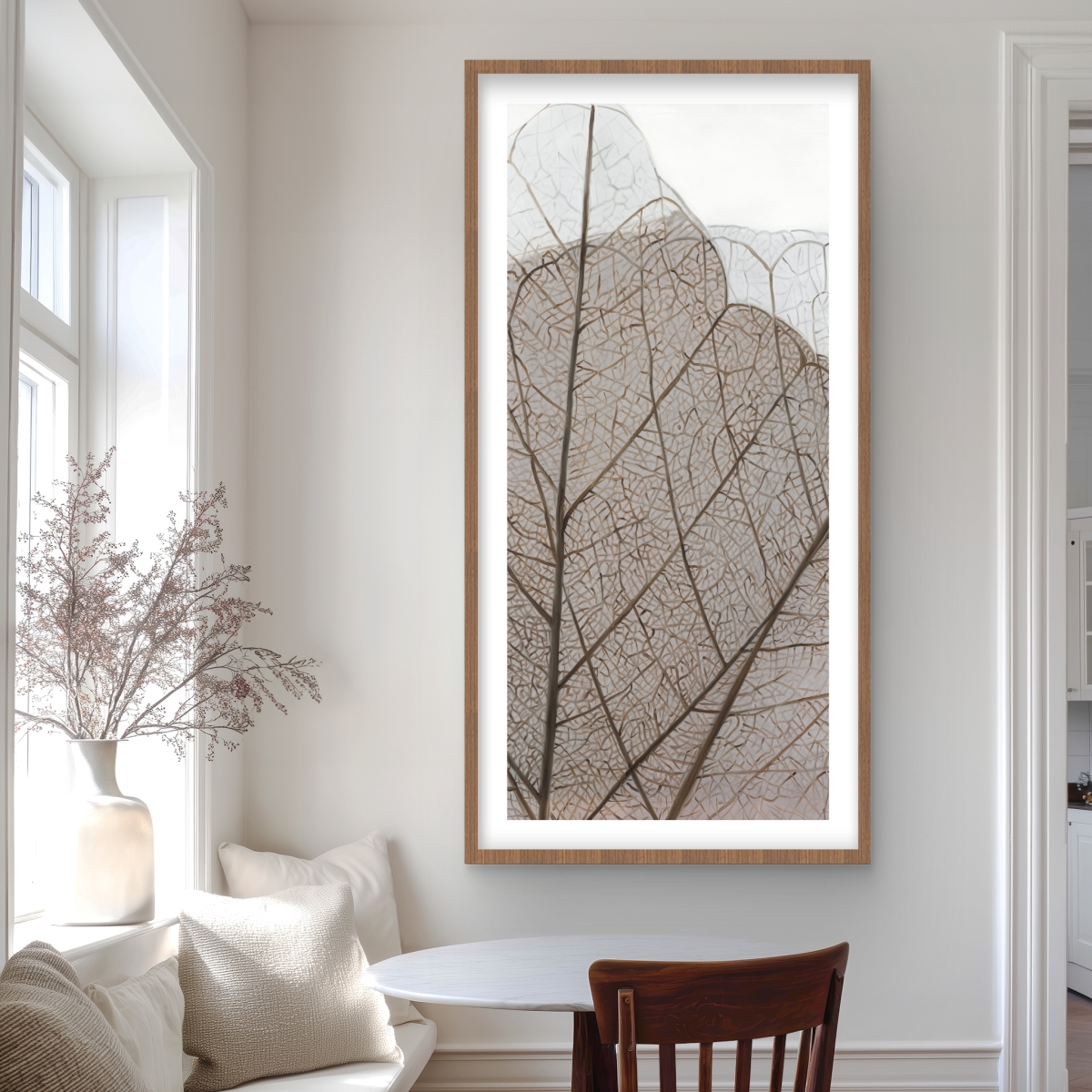 C1FM2448X672PQ 24 x 48 in. Translucent Dried Leaves - Rustic Framed Matted Print Decor