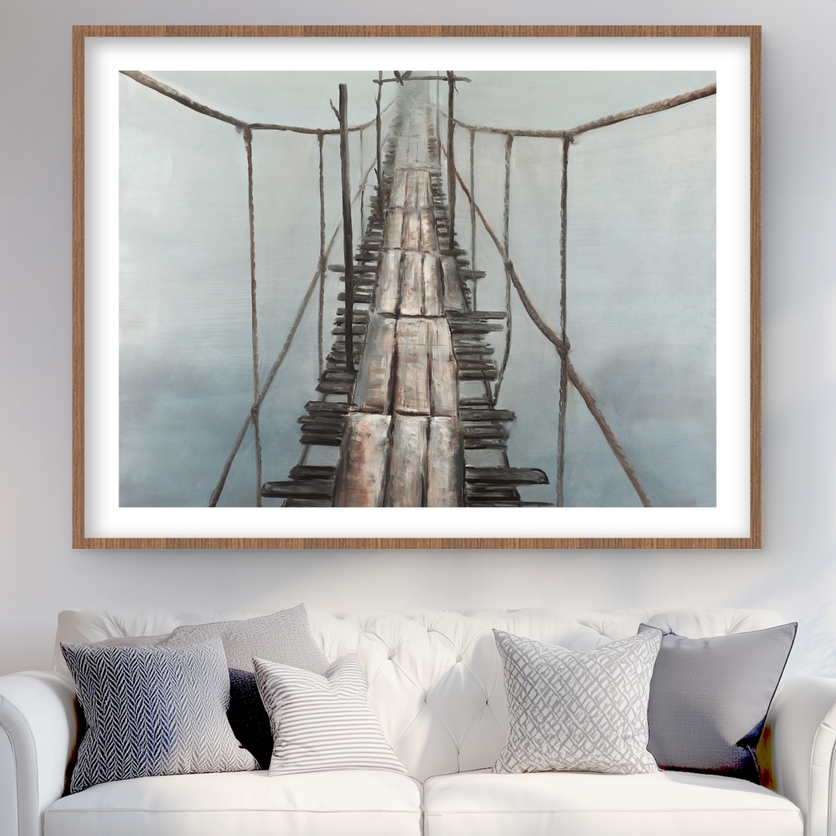 C1FM3648UDW8DP 36 x 48 in. Old Abandoned Bridge - Bridge Gray Framed Matted Print Decor