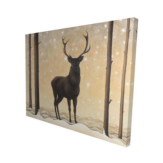 16 x 20 in. Roe Deer In Winter-Print on Canvas
