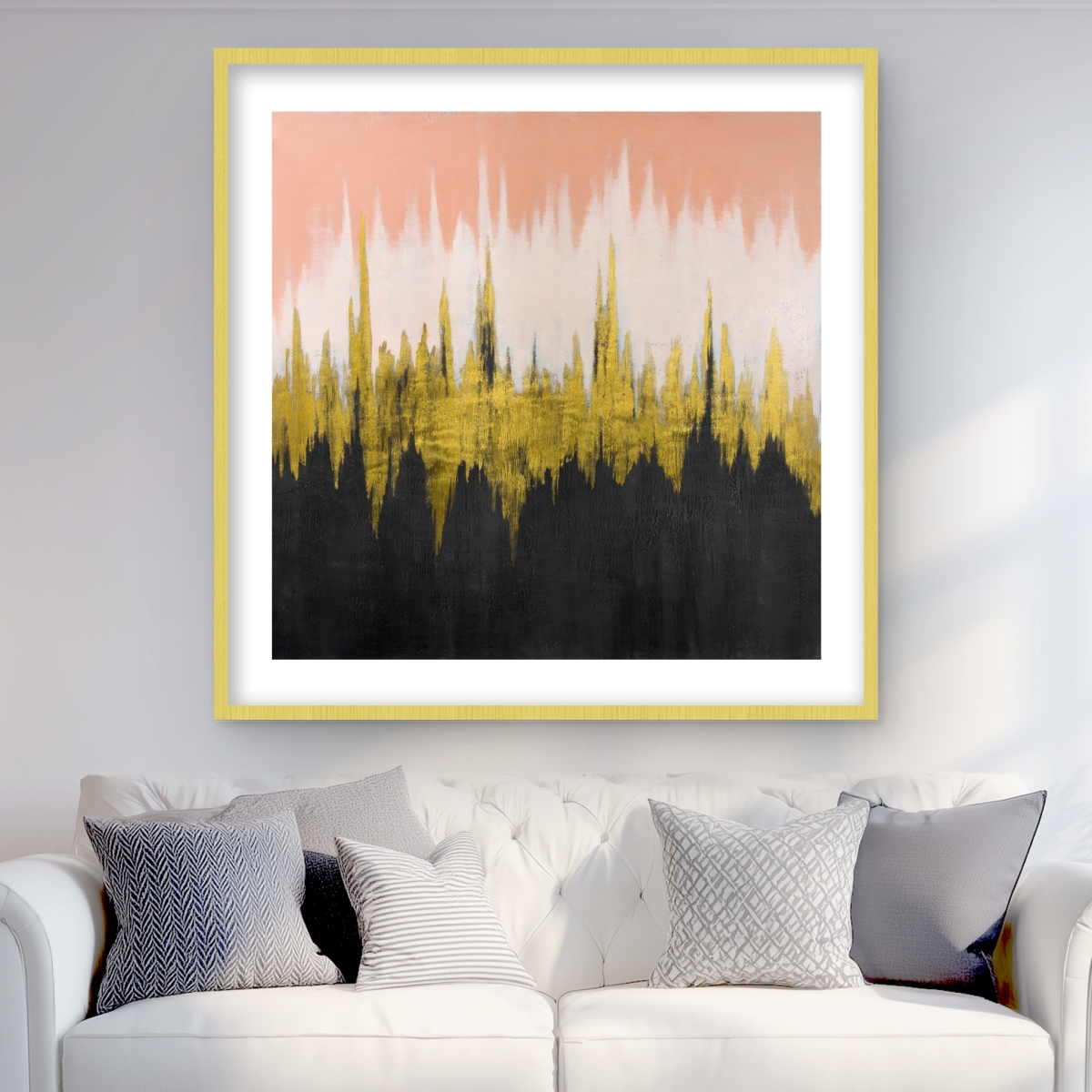 C1FM36369TEKO8 36 x 36 in. Abstract Zigzag - Framed Matted Print for Bedroom Decor