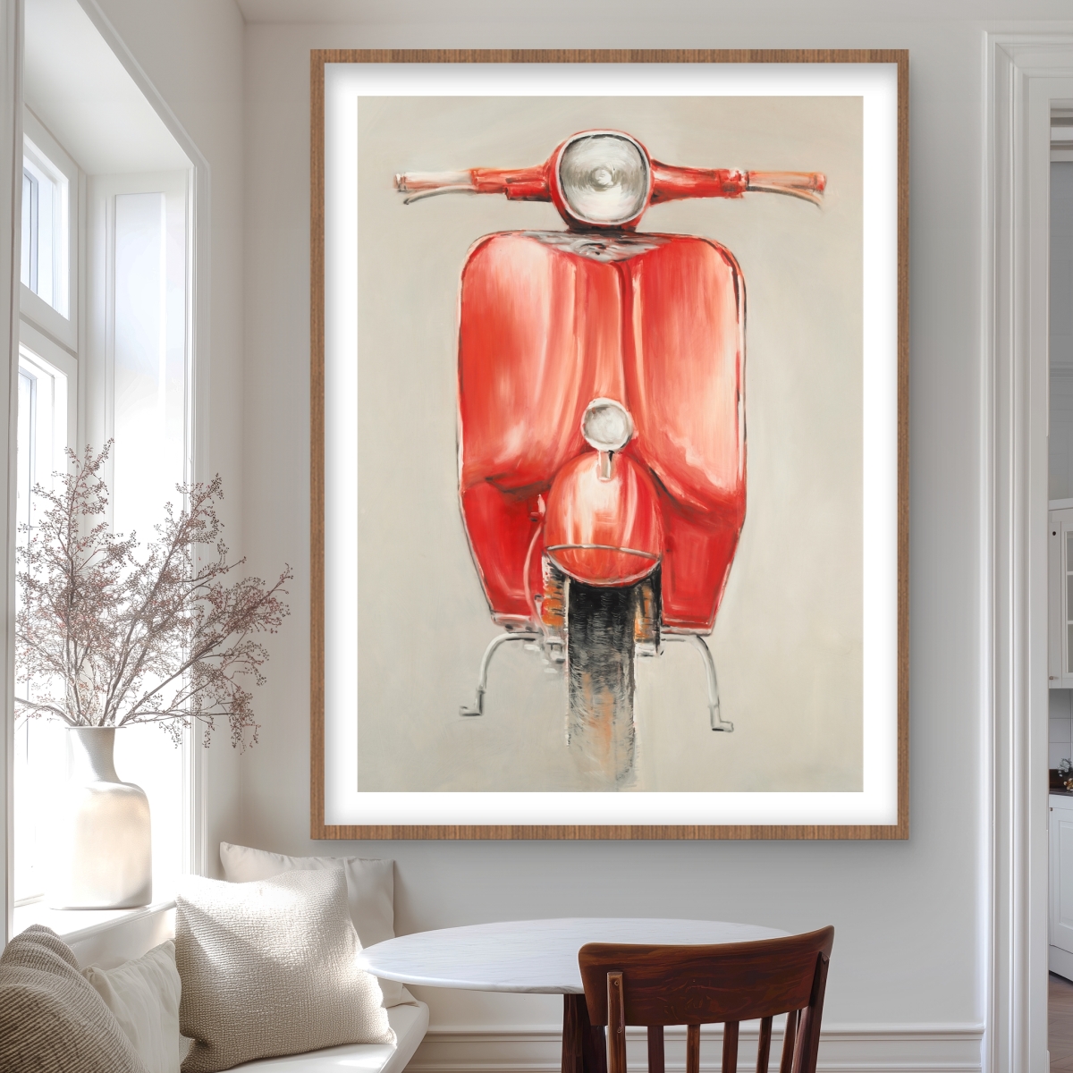 C1FM36485CX3FJ 36 x 48 in. Small Red Moped - Transportation Office Framed Matted Print