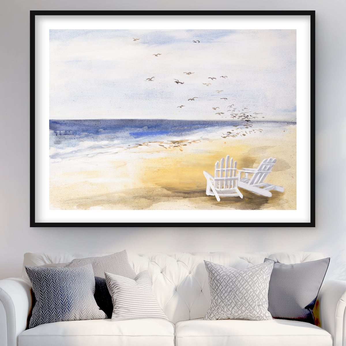 C1FM36482S27H7 36 x 48 in. Day At the Beach - Travel Maps Bathroom Framed Print Decor