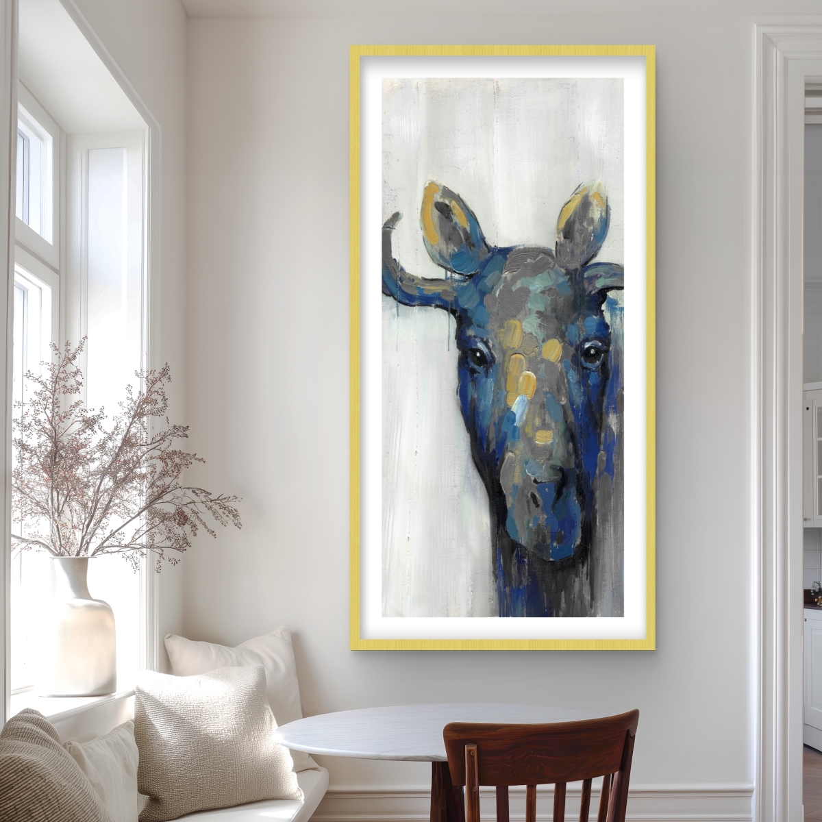 C1FM2448NAQ63S 24 x 48 in. Blue Moose - Rustic Framed Matted Print for Home Decor
