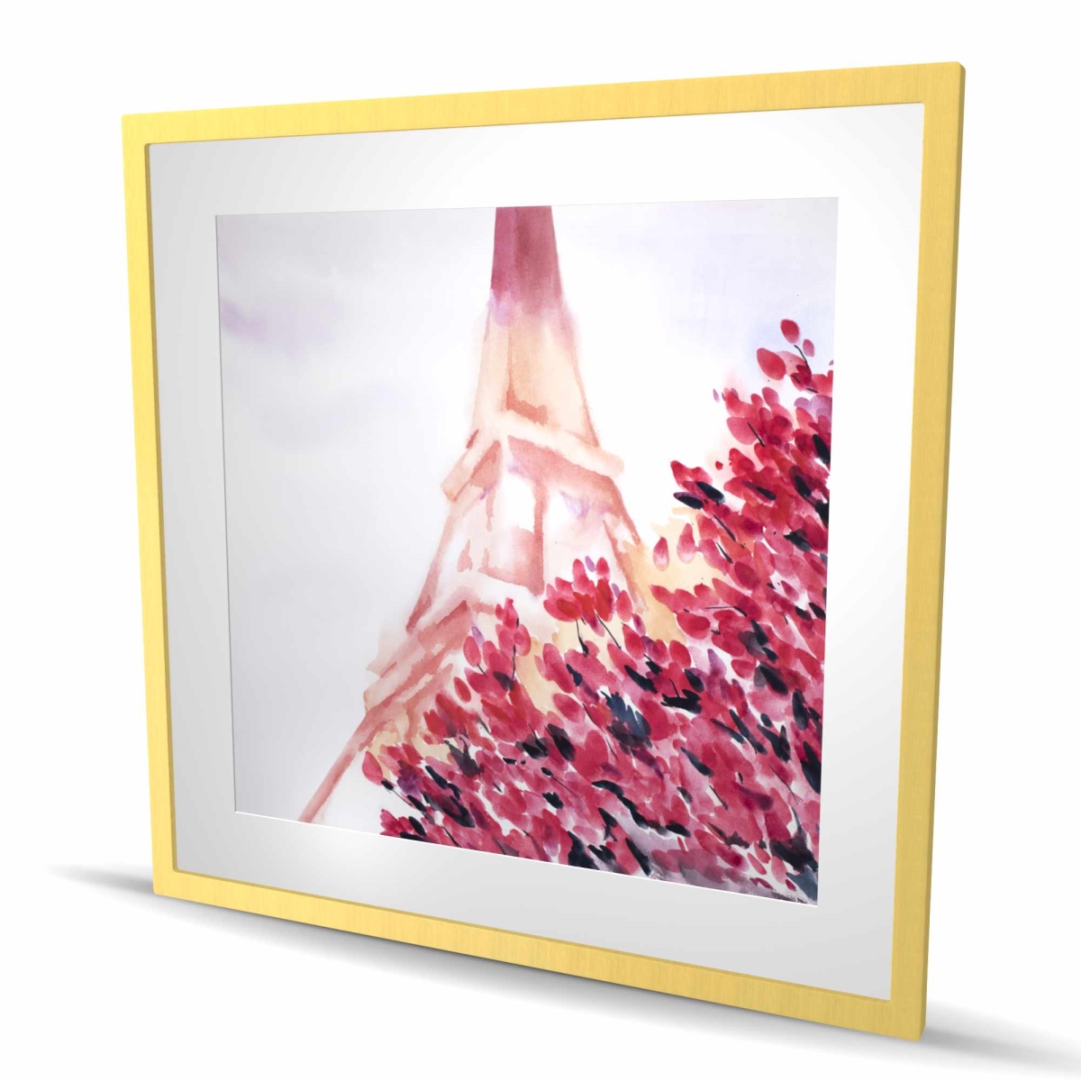 C1FM3636R65484 36 x 36 in. Pink Eiffel Tower - Framed Matted Print for Home Decor