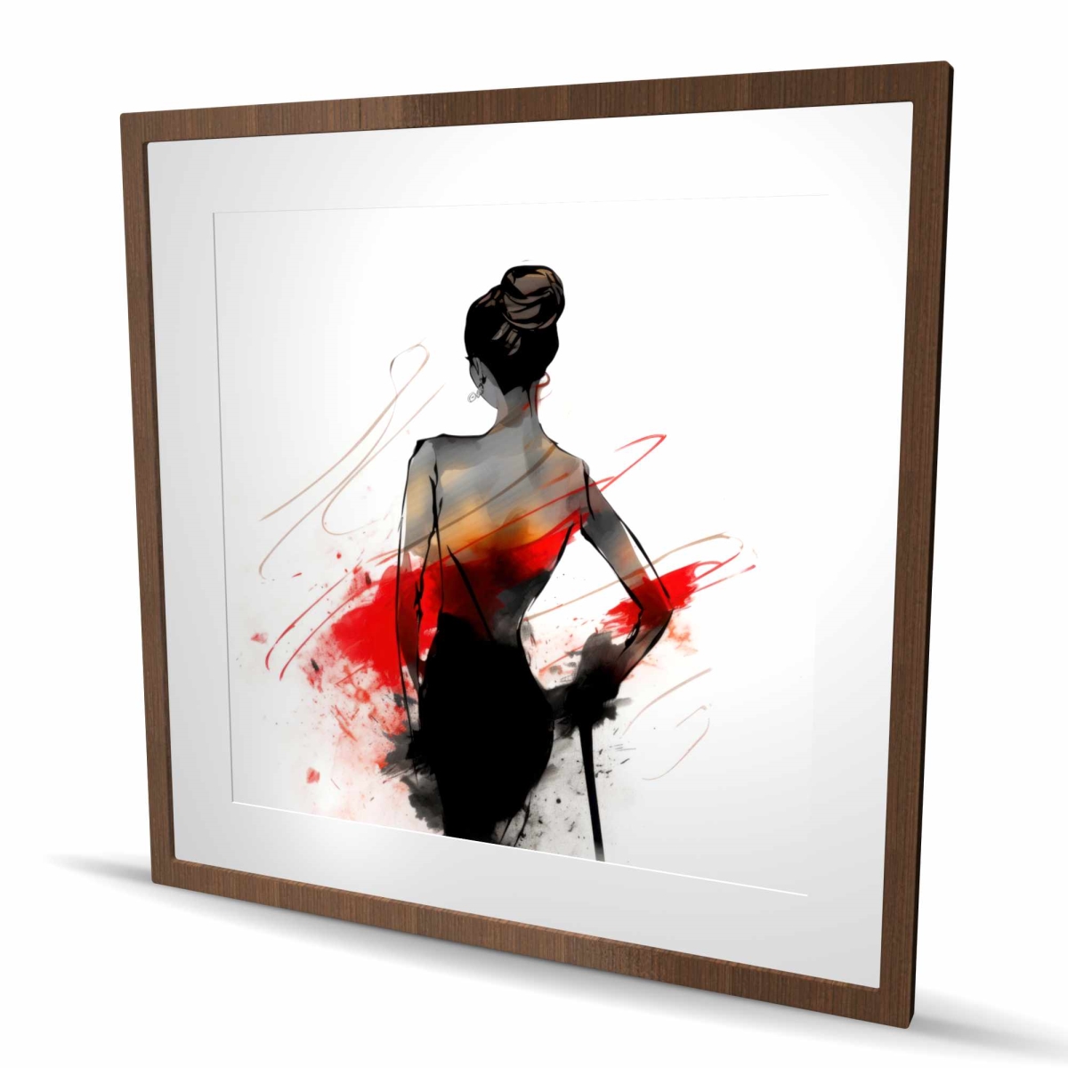 C1FM36362I1UJQ 36 x 36 in. Elegance - Red Figurative Framed Matted Print for Home Decor