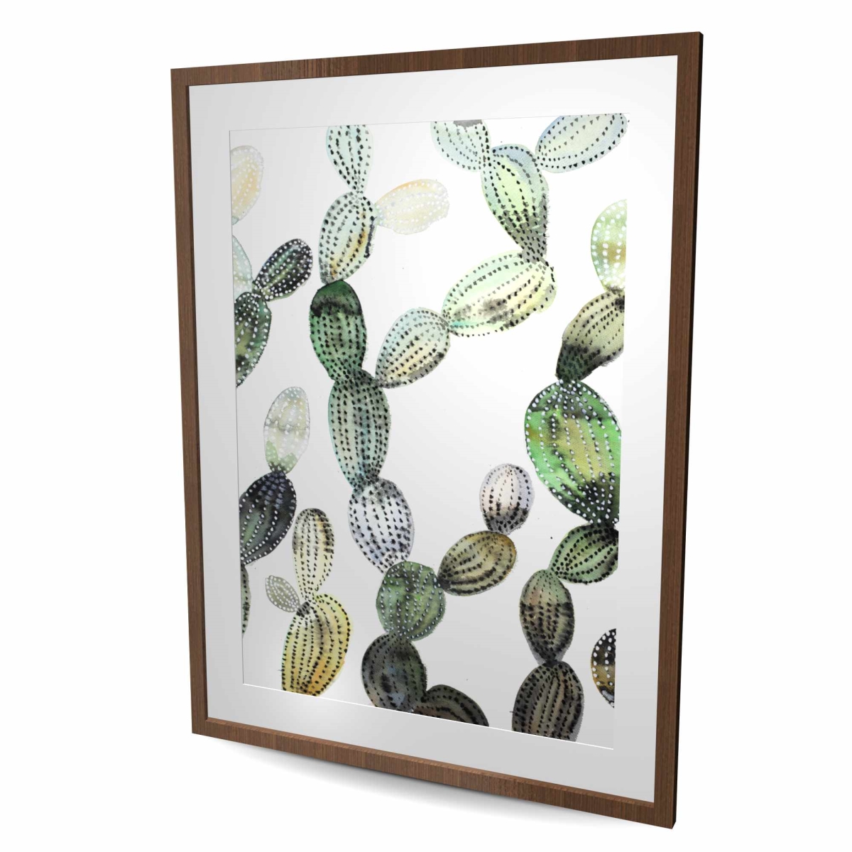 C1FM3648PHO3YP 36 x 48 in. Pattern Opuntia Cactus - Bedroom Green Framed Print Decor