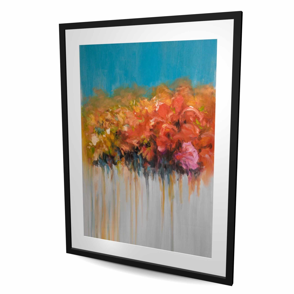 C1FM3648JE88BD 36 x 48 in. Orange Flowers Bundle - Framed Matted Print for Home Decor