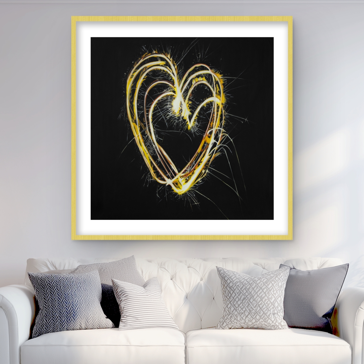 C1FM36362HAYTW 36 x 36 in. Fireworks Heart - Framed Matted Print for Home Decor