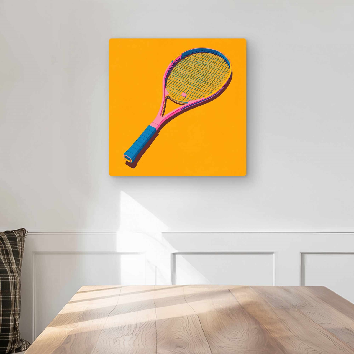 C1MP161637R3MQ 16 x 16 in. Racket - Pink Sports Metal Print for Home Decor - Unique Art