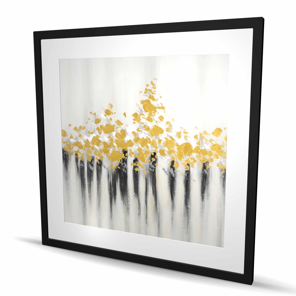 C1FM3636BLCFRR 36 x 36 in. Abstract Gold Flowers - Man Cave Pattern Framed Print Decor