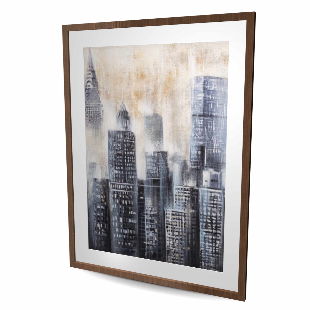 C1FM36484UZPOX 36 x 48 in. Buildings Through the Clouds - Office Cities Framed Print