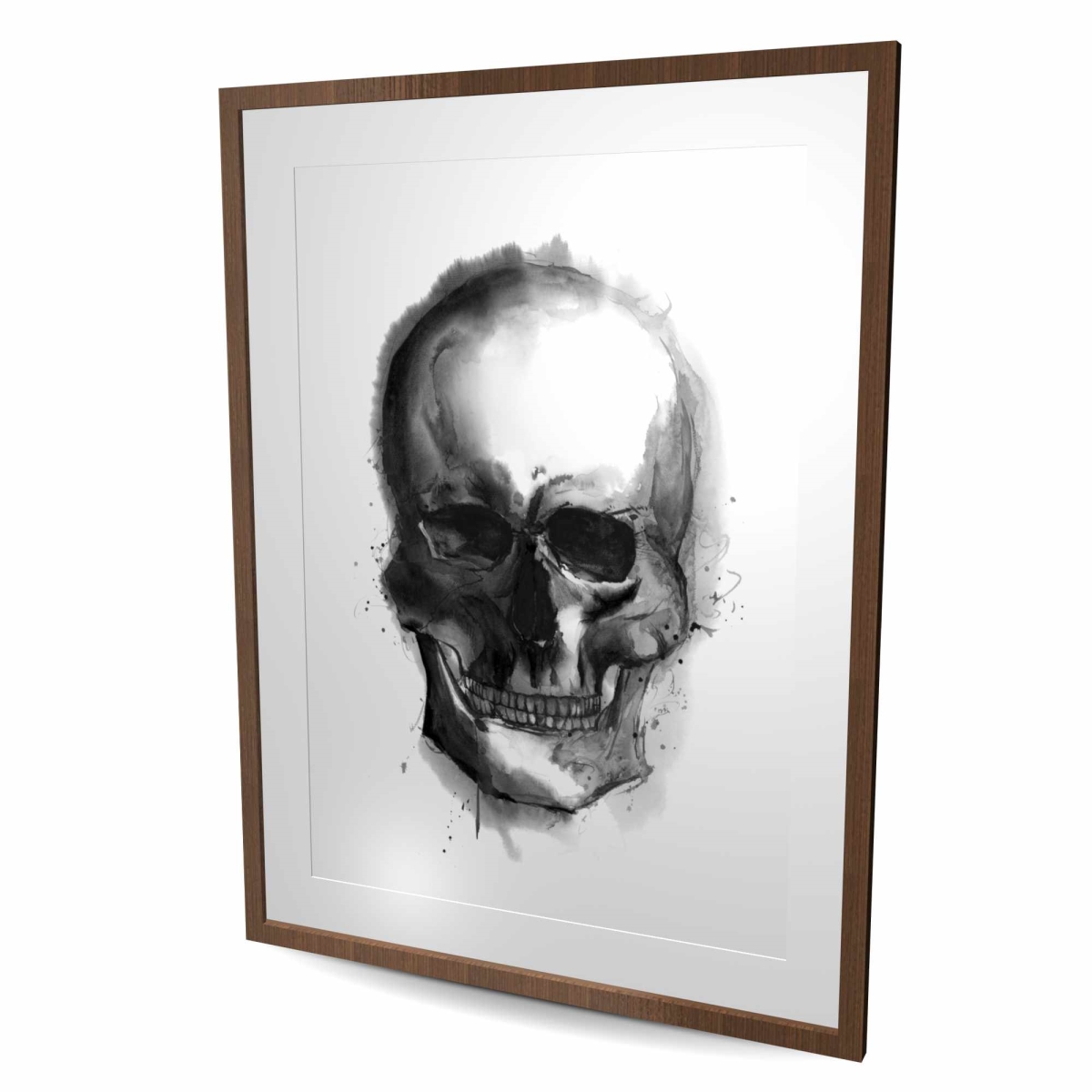 C1FM36484V22K8 36 x 48 in. Watercolor Dark Skull - Man Cave Framed Matted Print Decor