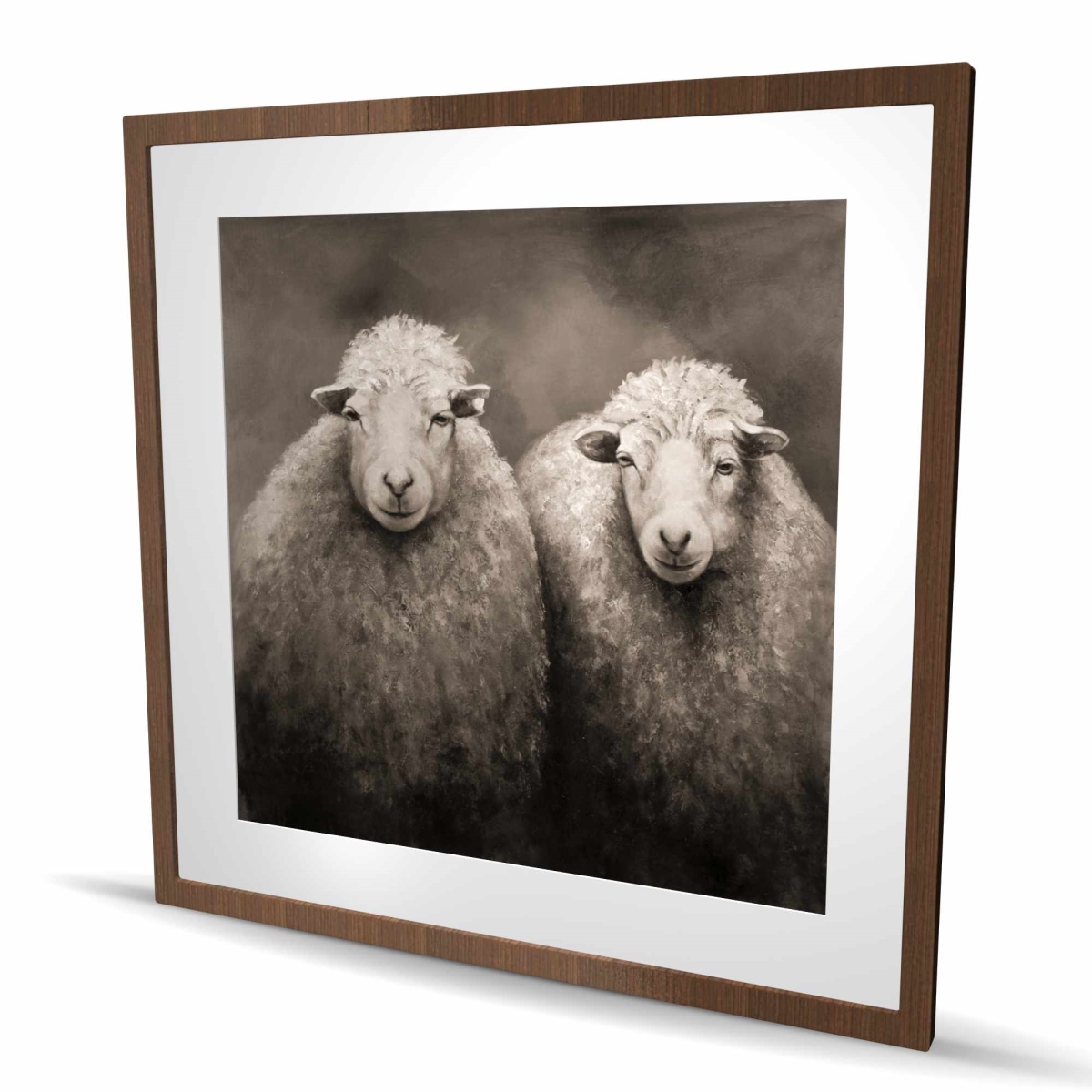 C1FM3636ASHST8 36 x 36 in. Sheep Sepia - Rustic Framed Matted Print for Home Decor