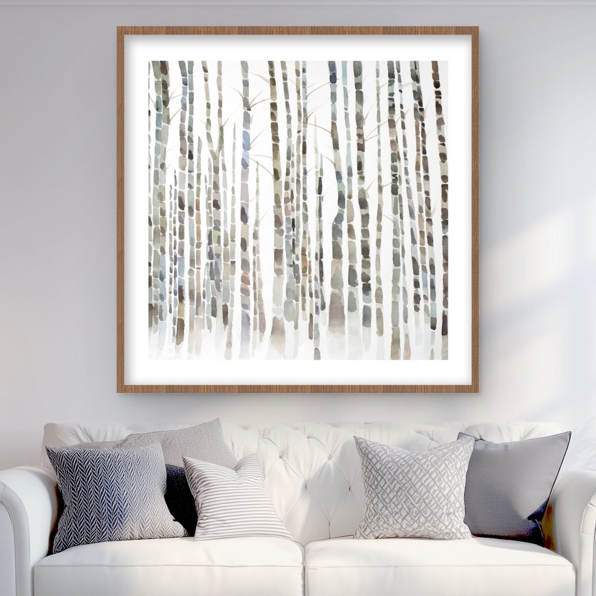 C1FM36364S65OK 36 x 36 in. Birch Trees Forest Print - Framed Matted Decor for Bedroom