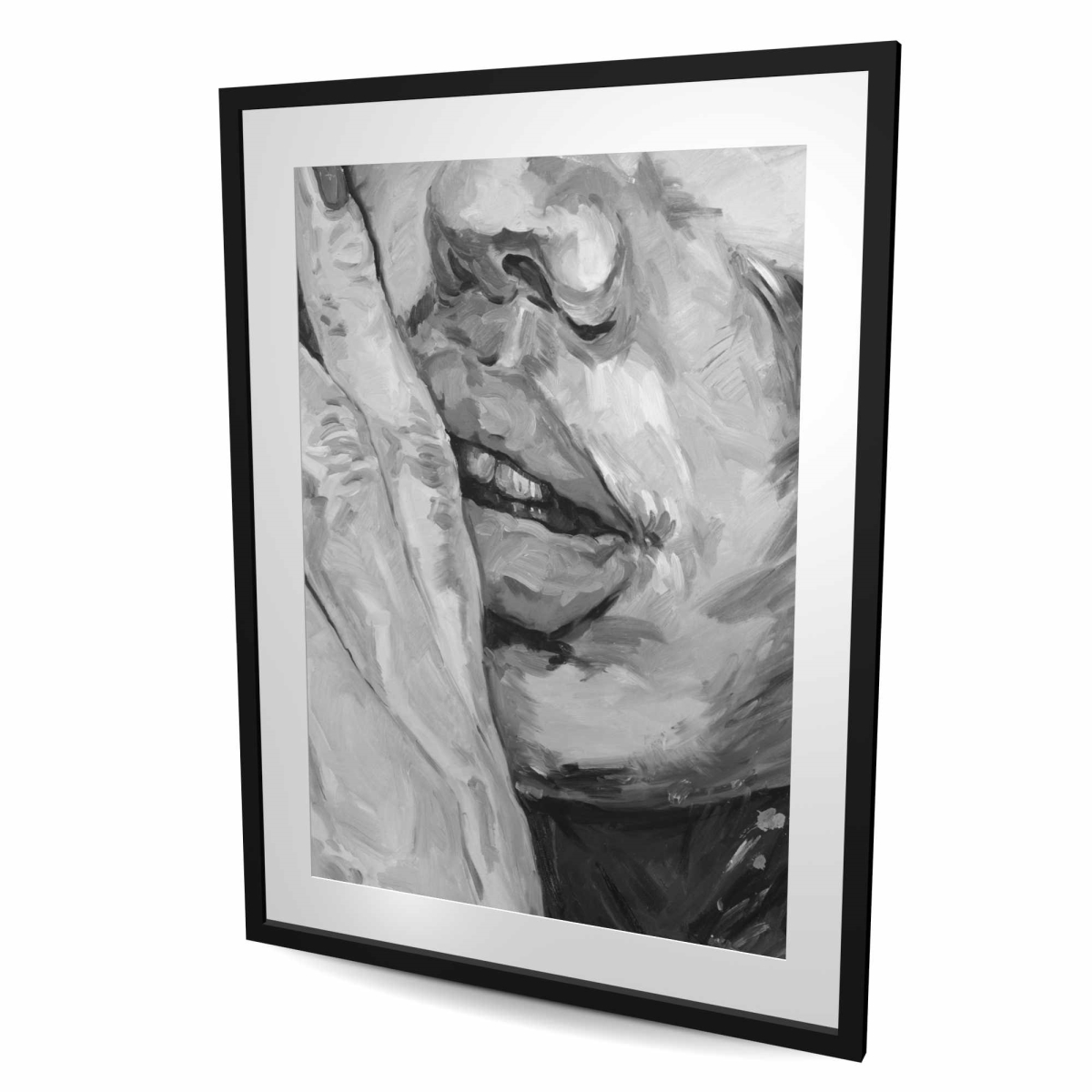 C1FM3648UCVVOK 36 x 48 in. Luscious Lips - Gray Figurative Framed Matted Print Decor