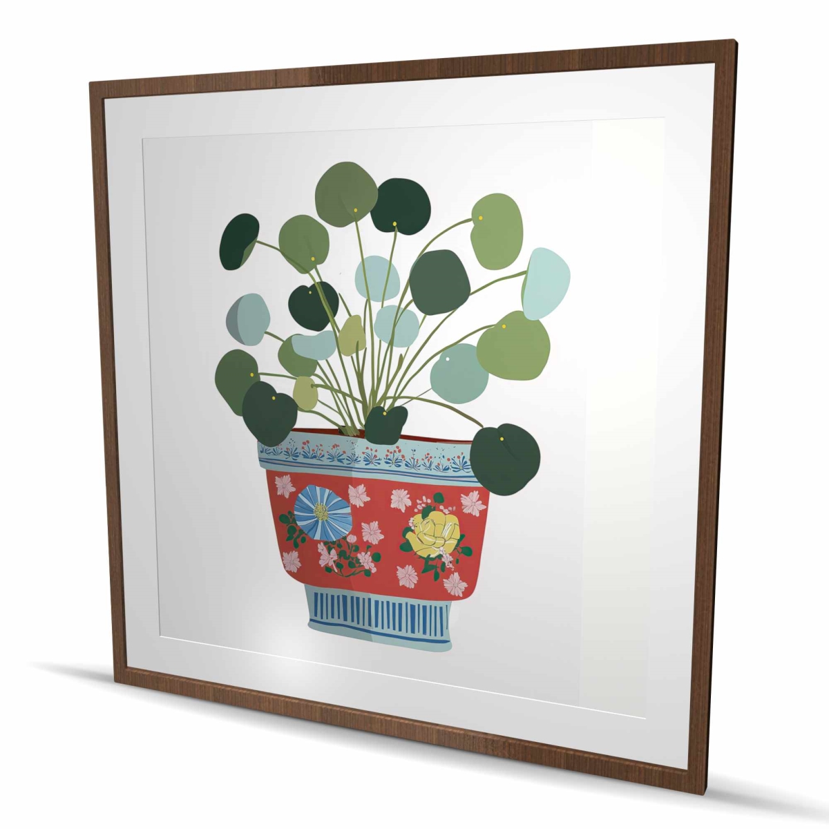 C1FM484867X9M9 48 x 48 in. Peperomia White Still Life Framed Matted Print - Home Decor