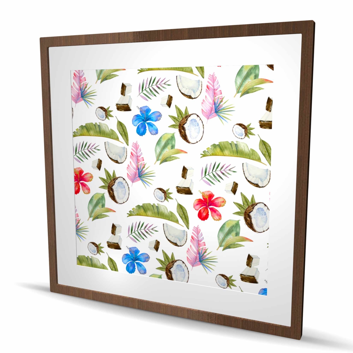 C1FM3636EAR81D 36 x 36 in. Tropical Pattern - Exotic Flowers Framed Matted Print Decor