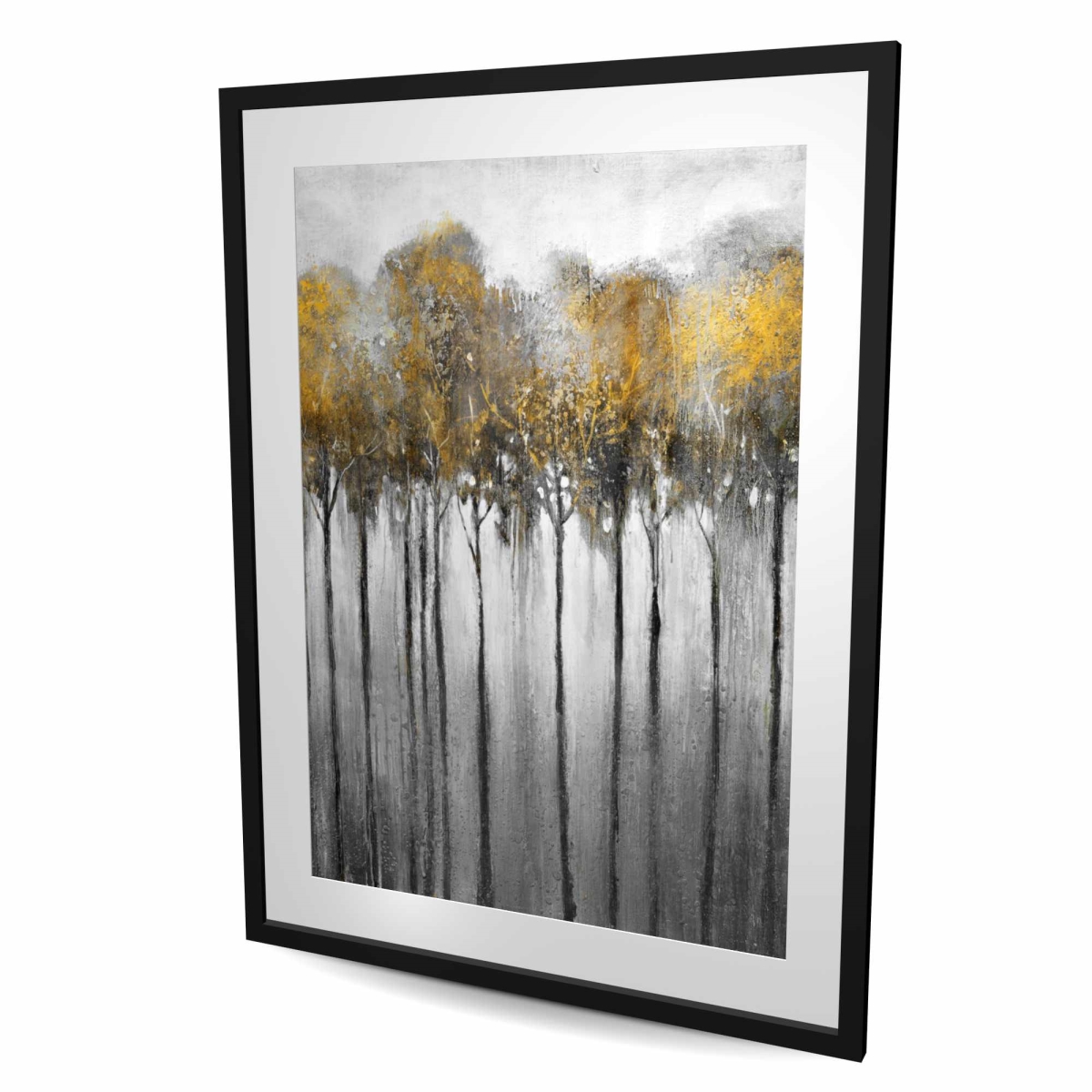C1FM36483EPN5G 36 x 48 in. Abstract Yellow Forest - Trees Office Framed Matted Print