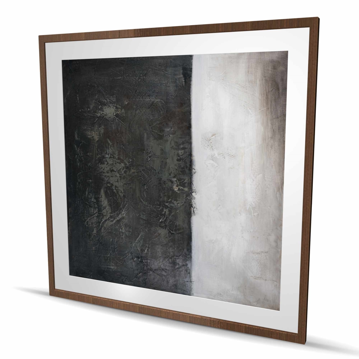 C1FM4848EUC24B 48 x 48 in. Abstract Shape Gray Bedroom Framed Matted Print - Home Decor