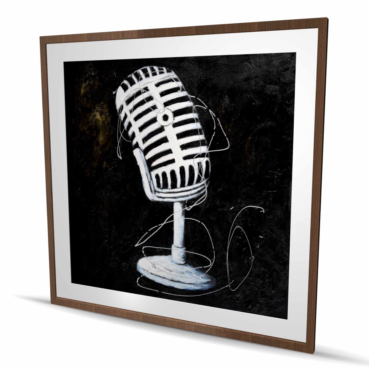 C1FM4848F9XCDT 48 x 48 in. Microphone - White Instrument Matted Print for Home Decor