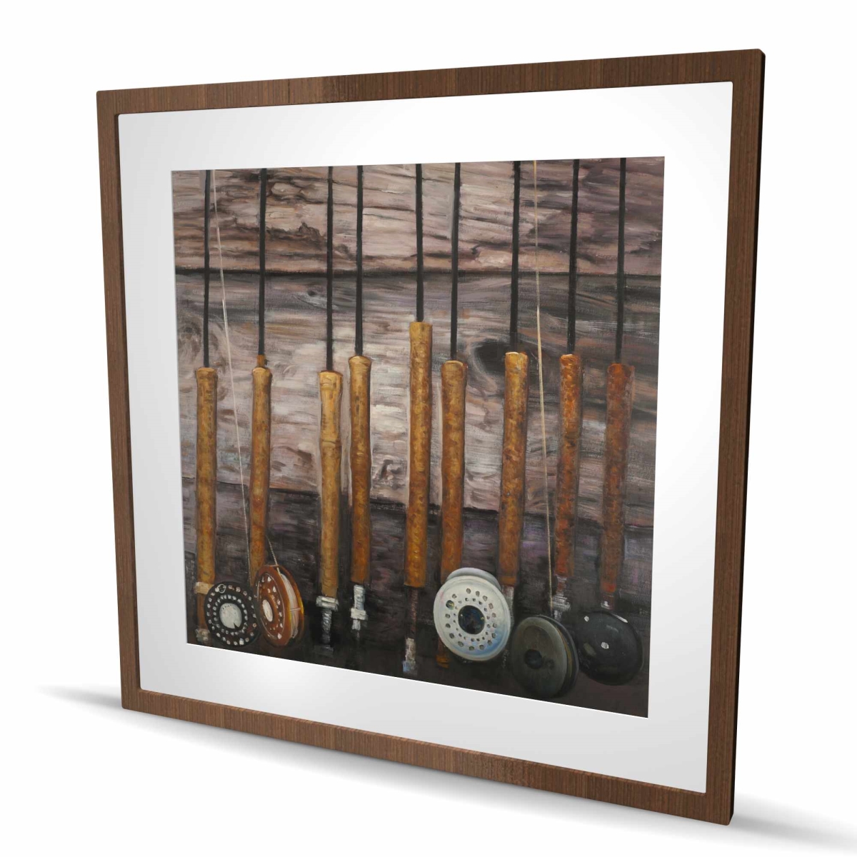 C1FM3636X5Q2L4 36 x 36 in. Fishing Rods on Wood - Still Life Print for Home Decor