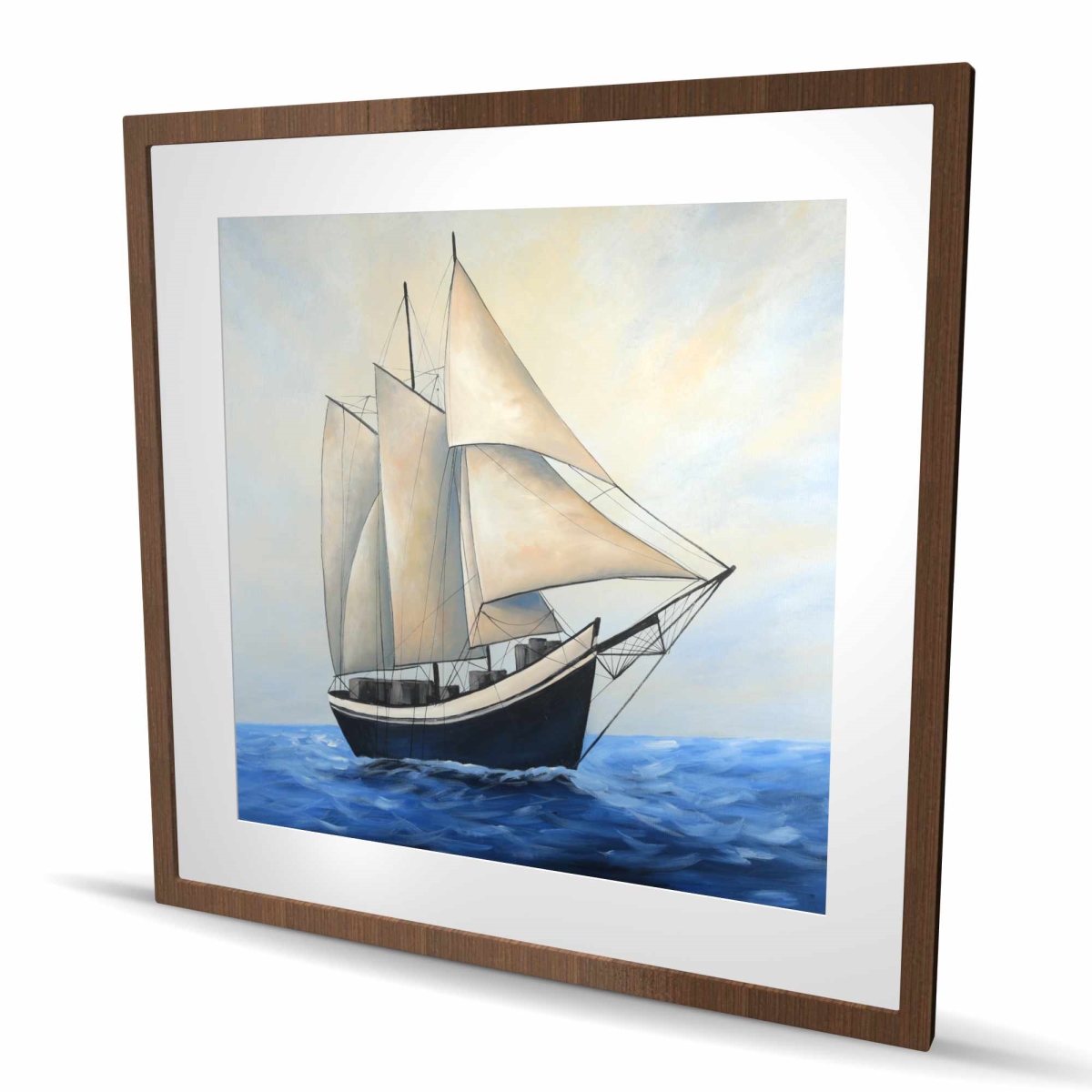 C1FM36364ETR9D 36 x 36 in. Ship Gently Sailing Print - Blue Bedroom Decor - Framed Art
