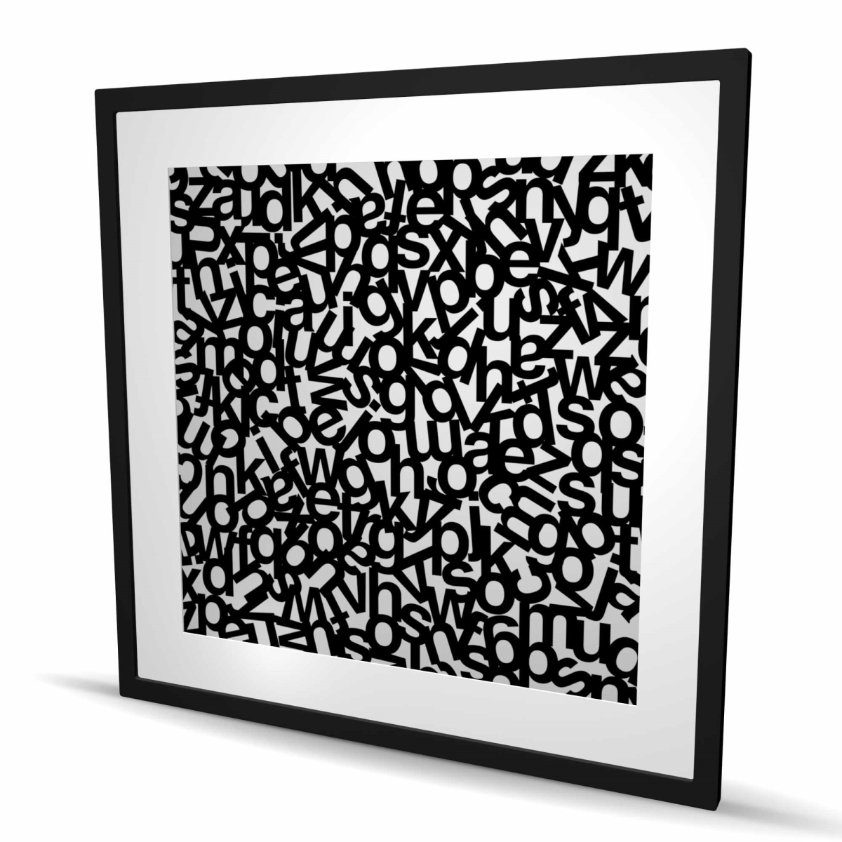 C1FM3636O7S0S9 36 x 36 in. Alphabet Shapes Monochrome Framed Matted Print - Home Decor