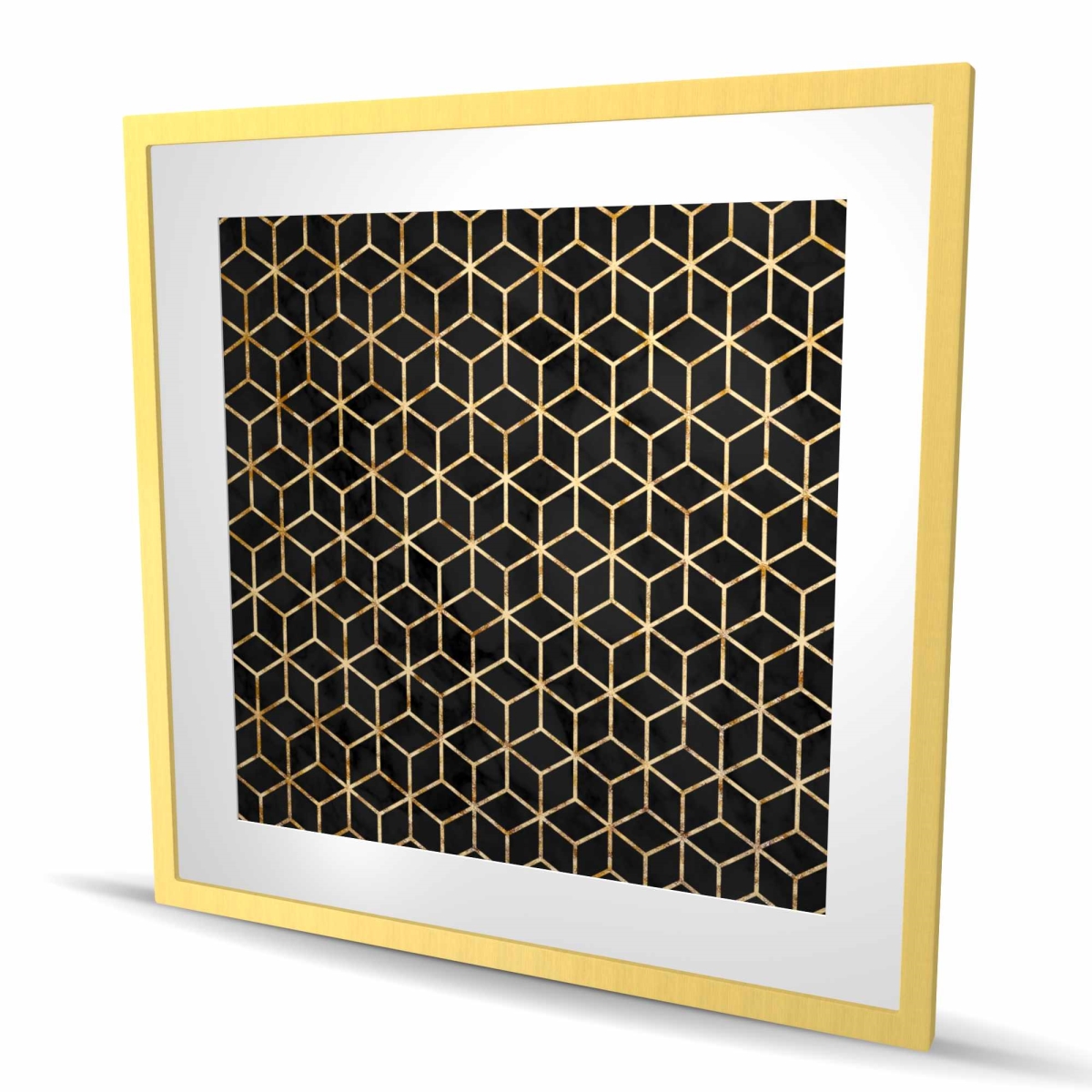 C1FM3636FNGAMI 36 x 36 in. Symmetry - Gold Patterns Framed Matted Print for Home Decor