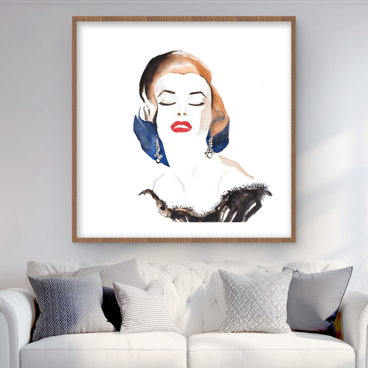C1FM3636BM2QCP 36 x 36 in. Vintage Chic Marilyne Monroe Print - Blue Framed Decor
