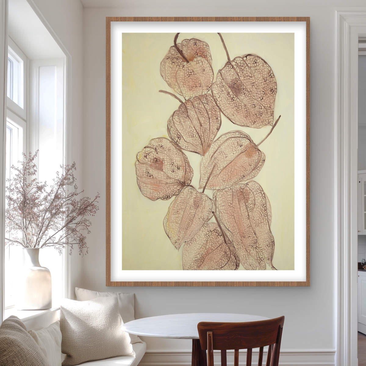 C1FM36482CIZCY 36 x 48 in. Closed Ground Cherries - Beige Kitchen Framed Matted Print