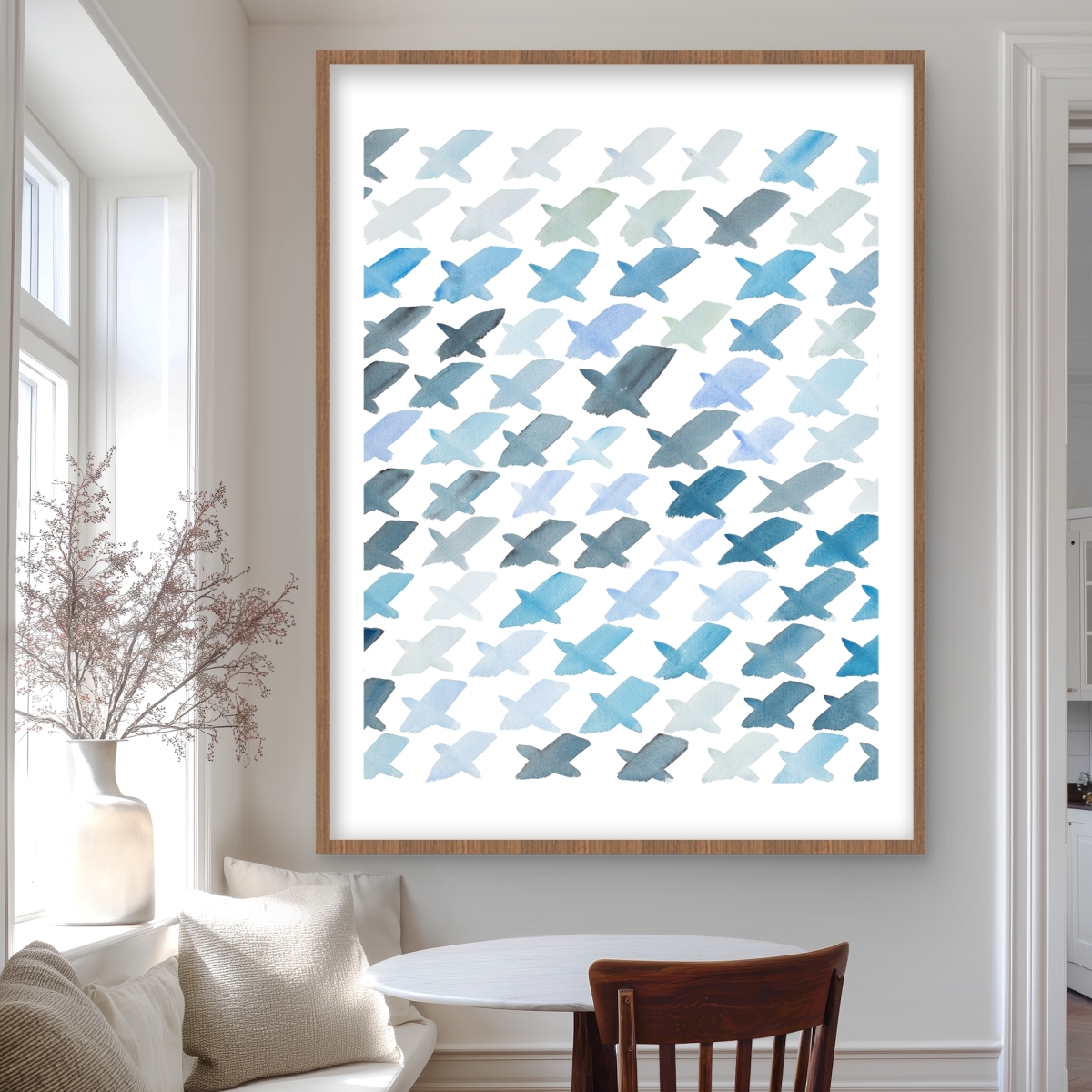 C1FM3648FM5DAT 36 x 48 in. X Pattern - Office Shapes Framed Matted Print for Home Decor