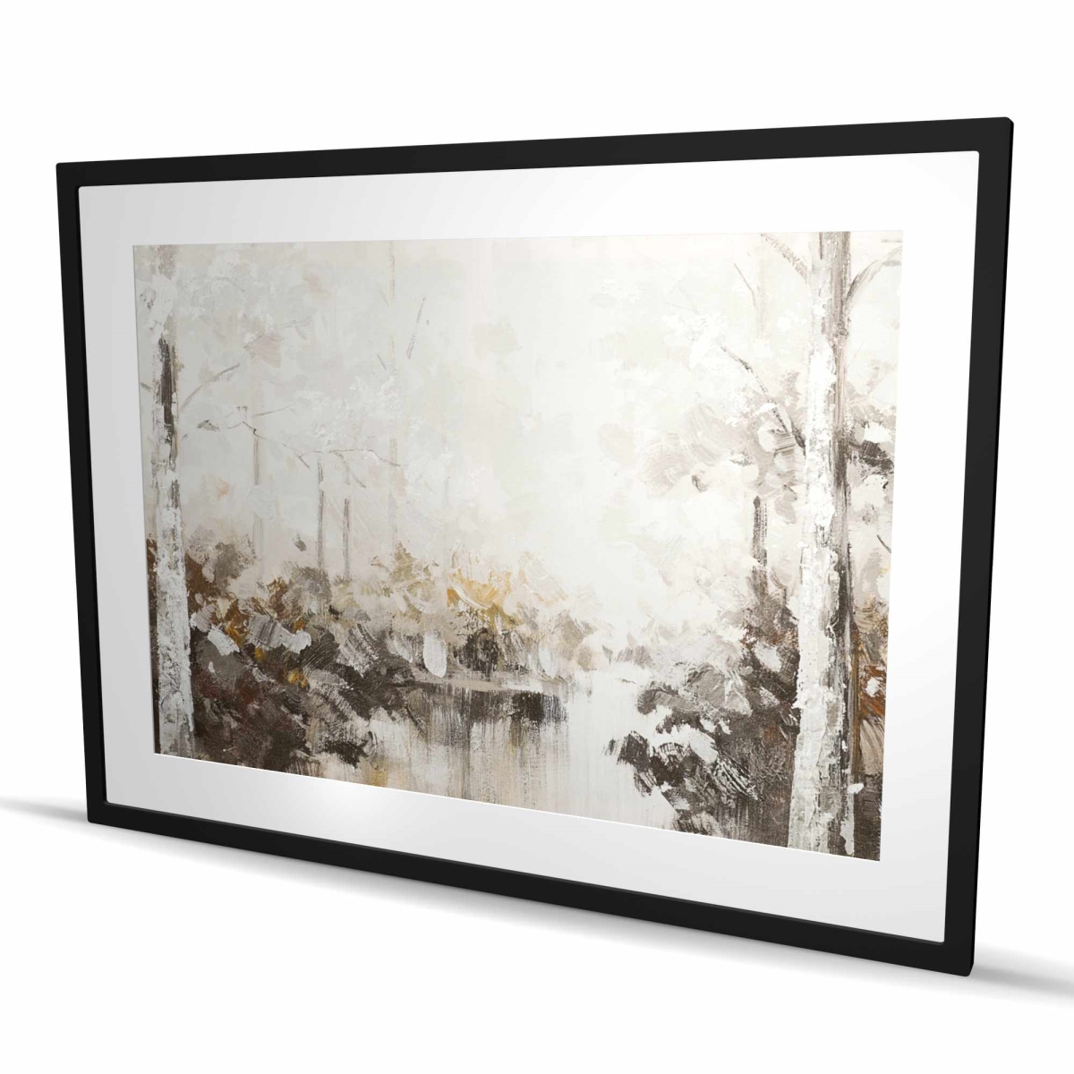 C1FM3648GA2TR1 36 x 48 in. Abstract White Forest - Beige Framed Matted Landscape Print