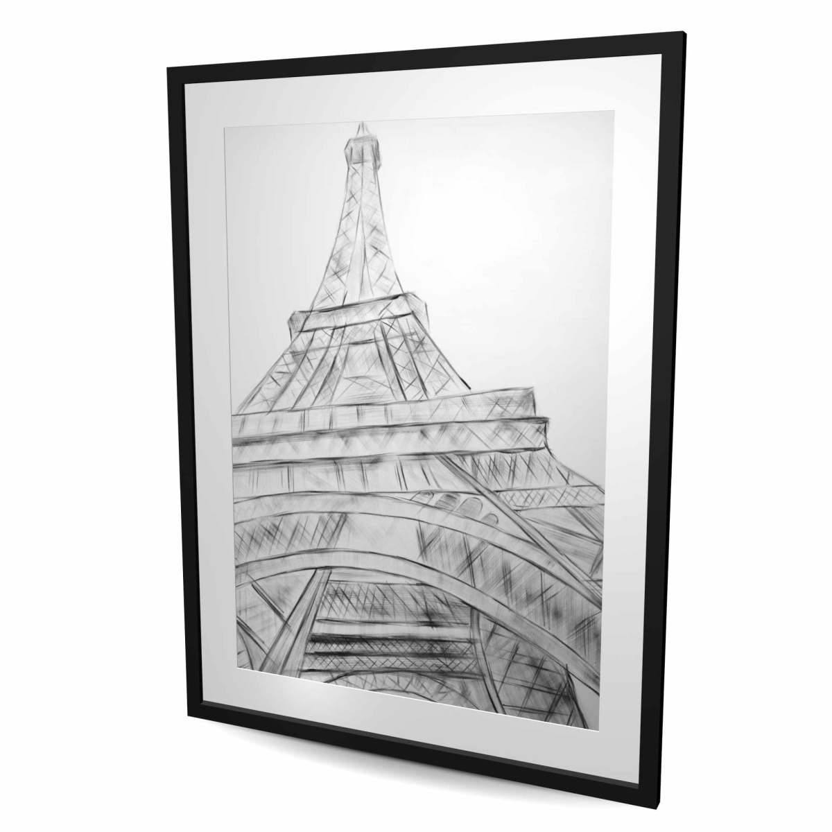 C1FM3648A34JFS 36 x 48 in. Eiffel Tower Sketch Black & White - Monochrome Framed Print