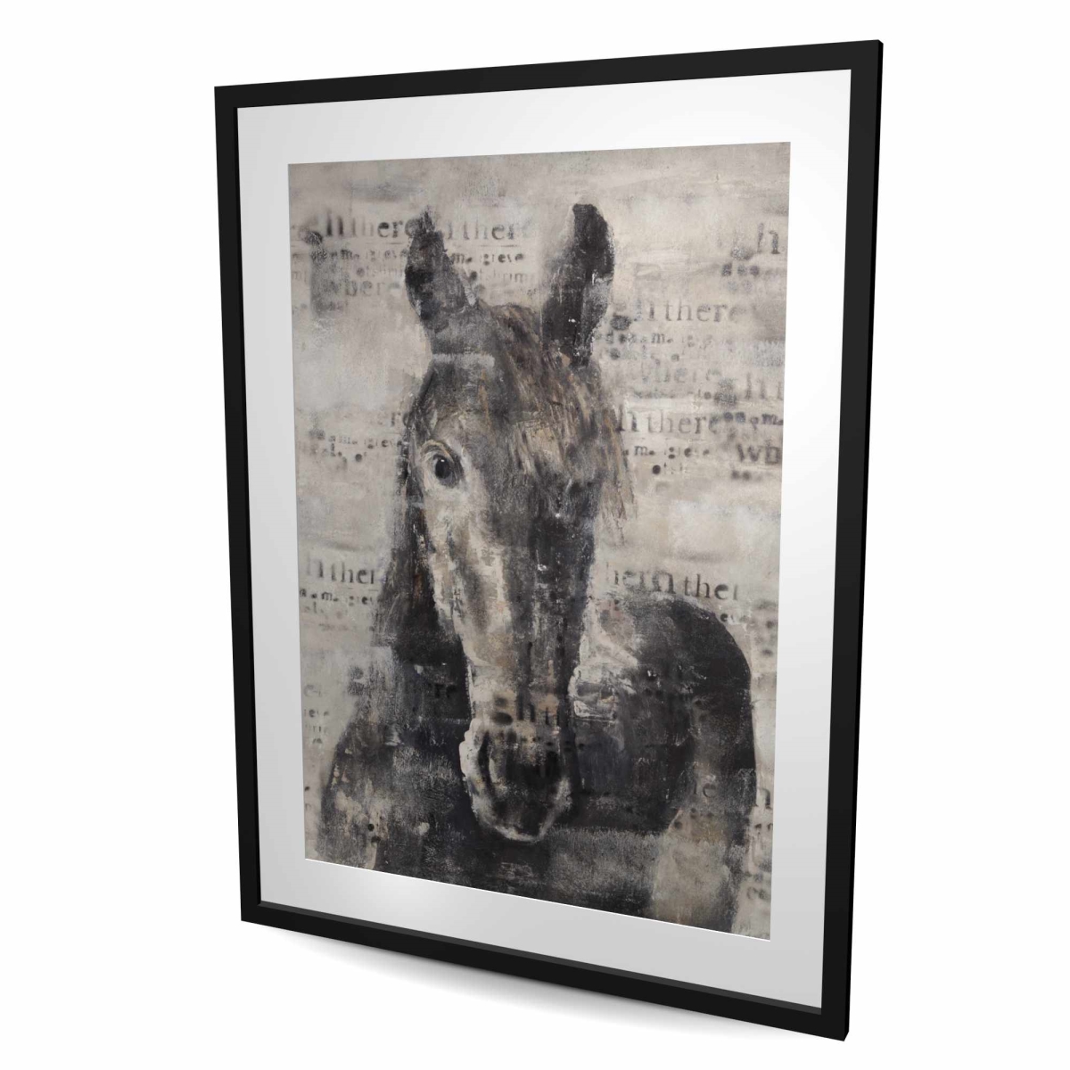 C1FM36483MFB9S 36 x 48 in. Abstract Horse with Typography - Rustic Framed Print Decor