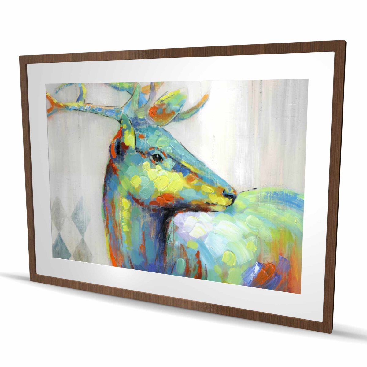 C1FM36484DGCUC 36 x 48 in. Abstract Color Spotted Deer - Framed Matted Print for Decor