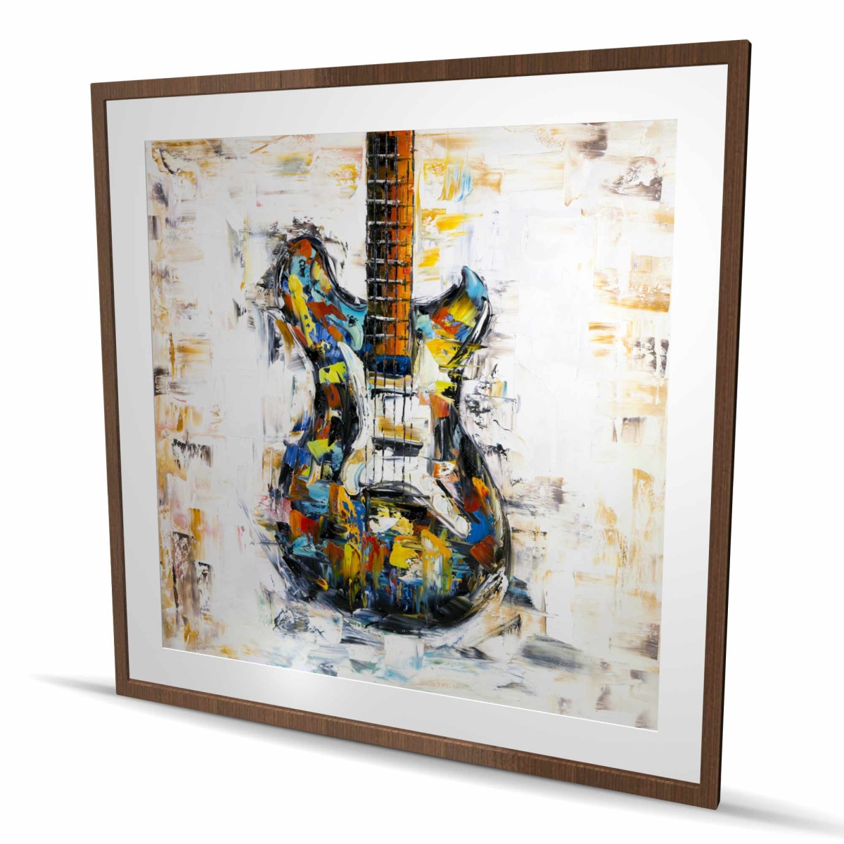 C1FM4848R1F93B 48 x 48 in. Abstract Colorful Guitar - Framed Print for Man Cave Decor