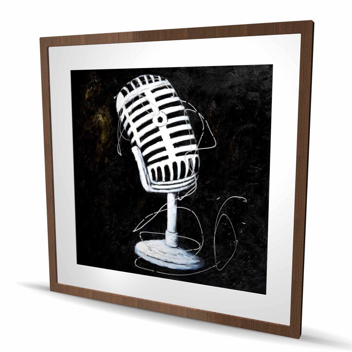 C1FM3636HLD6JZ 36 x 36 in. Microphone White Musical Framed Matted Print for Home Decor