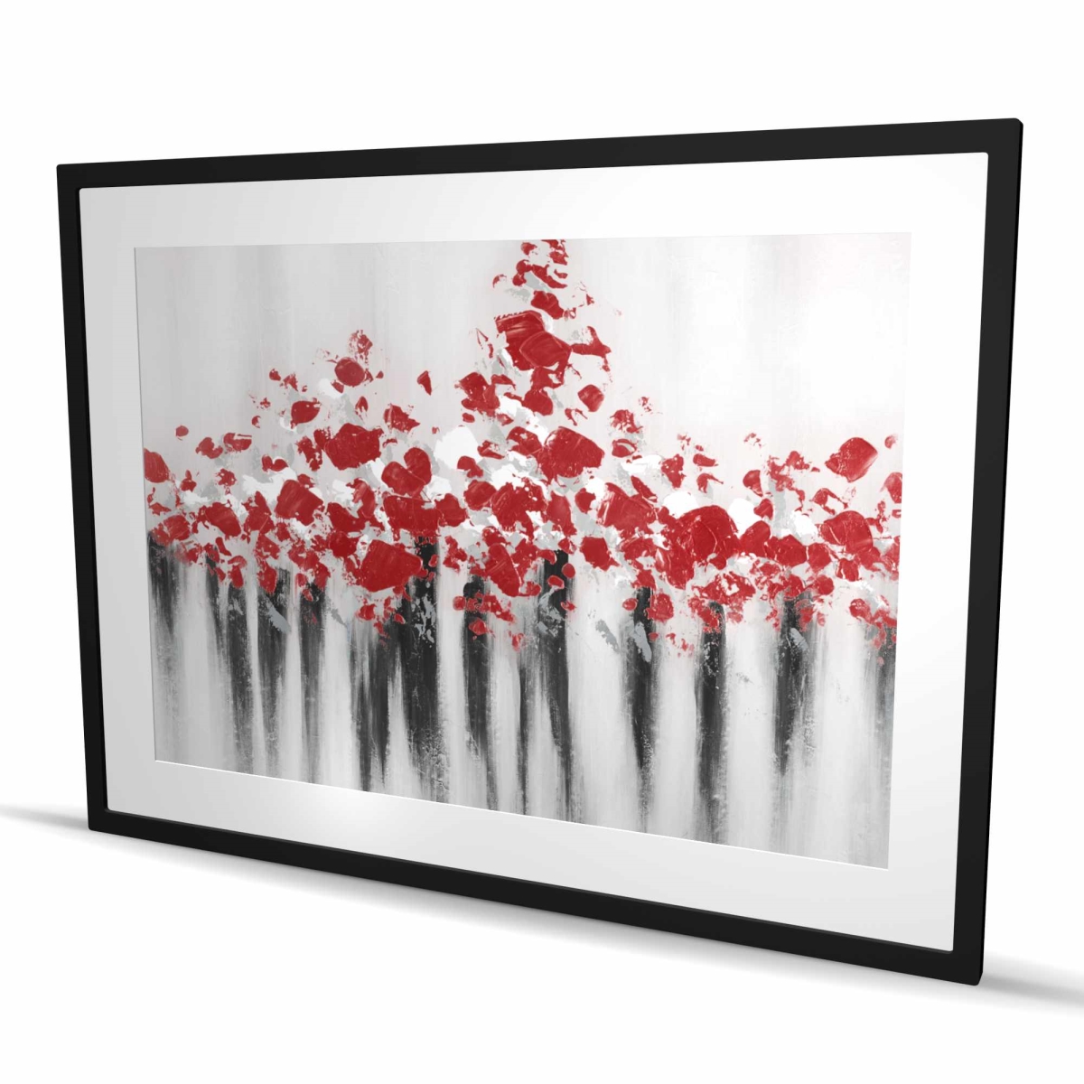 C1FM3648I9PICN 36 x 48 in. Falling Red Dot - Red Shapes Framed Matted Print for Decor