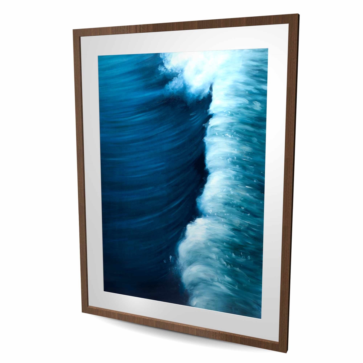 C1FM3648I9UG35 36 x 48 in. Wave - White Coastal Framed Matted Print for Home Decor