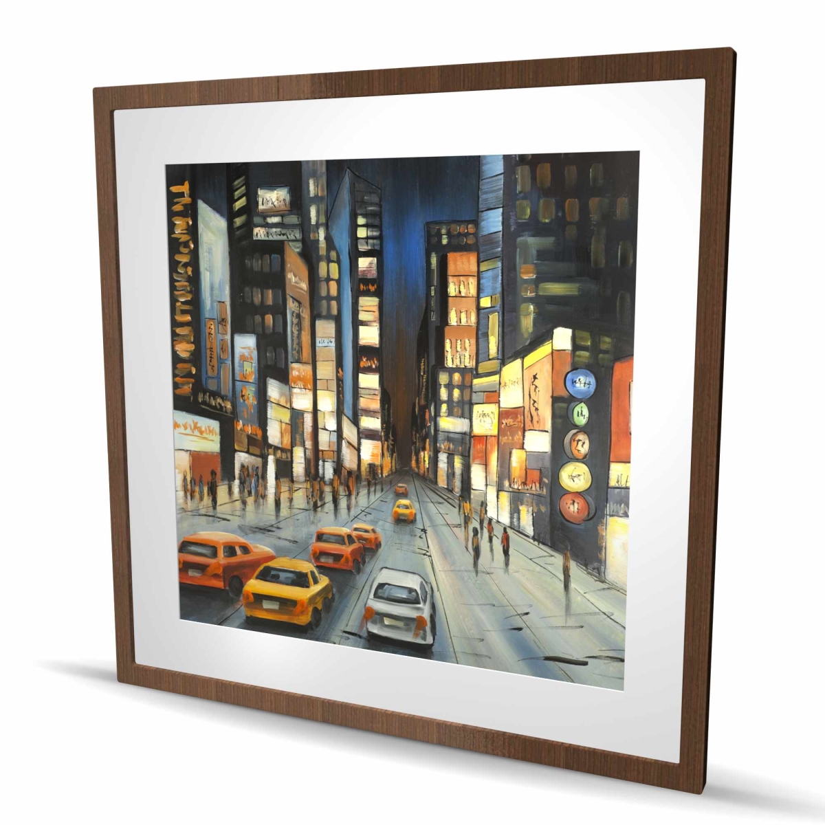 C1FM3636OM2MGN 36 x 36 in. View on Times Square - Yellow Framed Matted Print for Decor