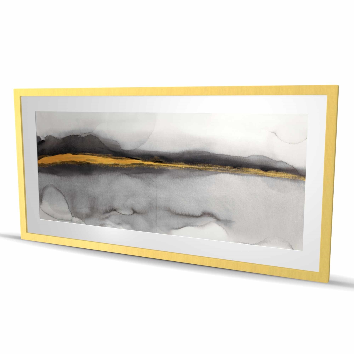C1FM2448RWF2KE 24 x 48 in. Gold Stripe Abstract - Gray Abstract Framed Matted Print