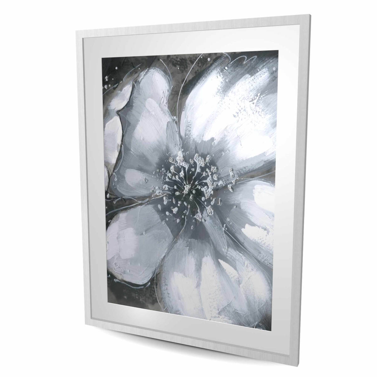 C1FM3648MMC07Q 36 x 48 in. Abstract White Orchid Print - Blue Framed Matted Home Decor
