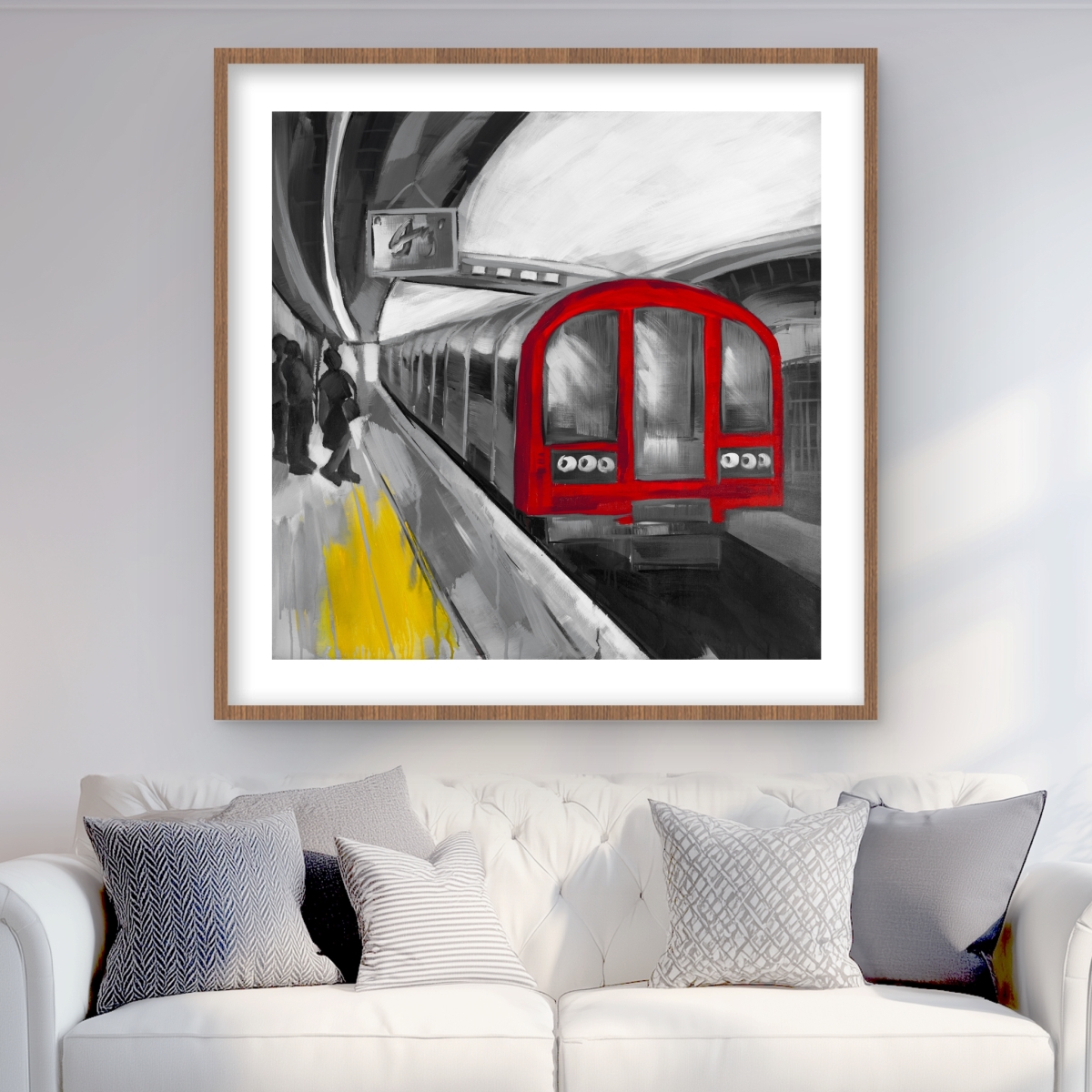 C1FM36368WPVEG 36 x 36 in. Waiting Subway - Transportation Man Cave Framed Print Decor