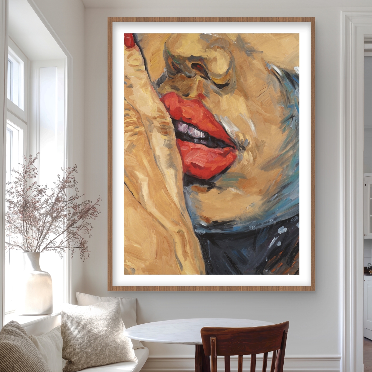 C1FM3648D35MRS 36 x 48 in. Shushing Lips Closeup - Figurative Romantic Framed Print