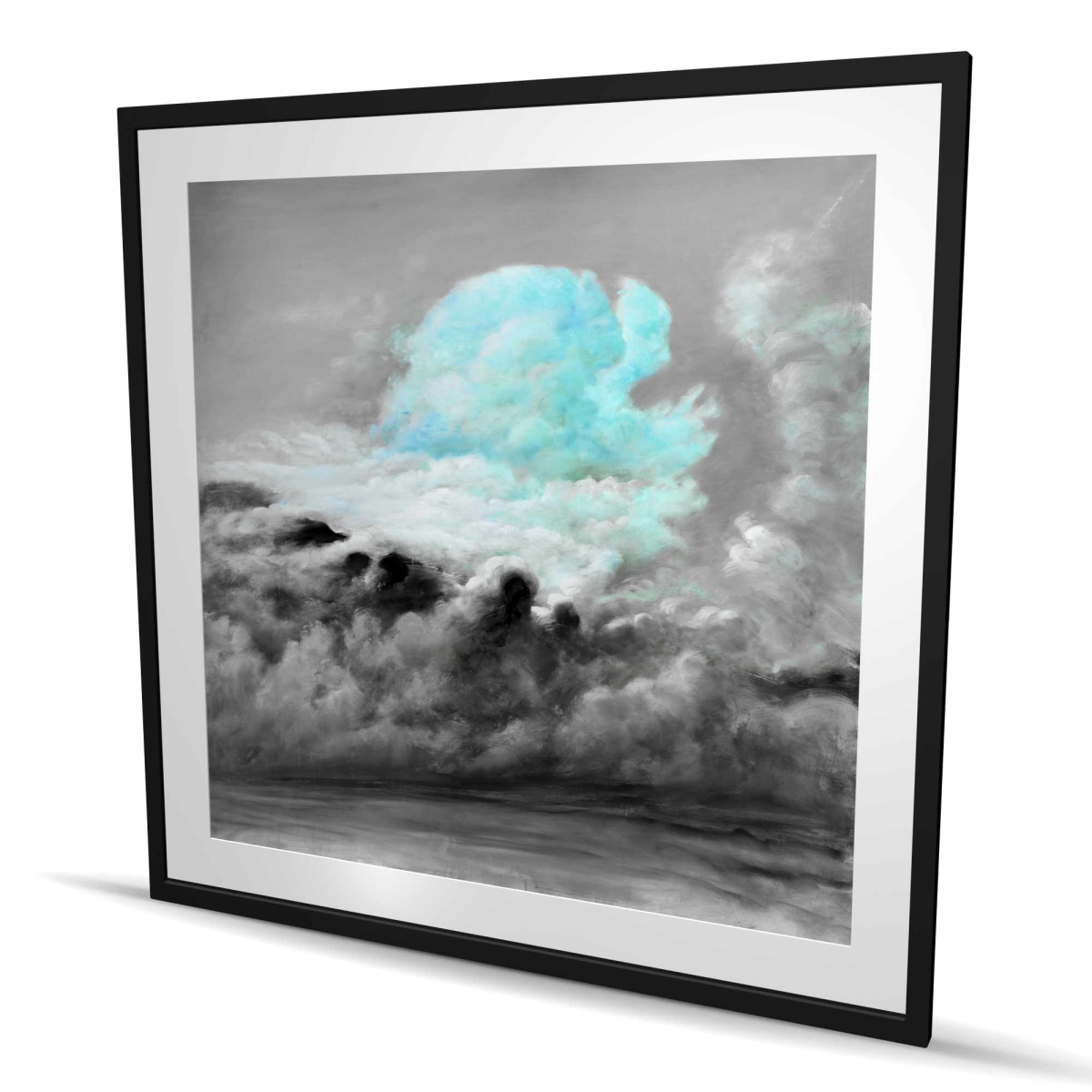 C1FM4848PATRUF 48 x 48 in. Blue Clouds - Bedroom Framed Matted Print for Home Decor