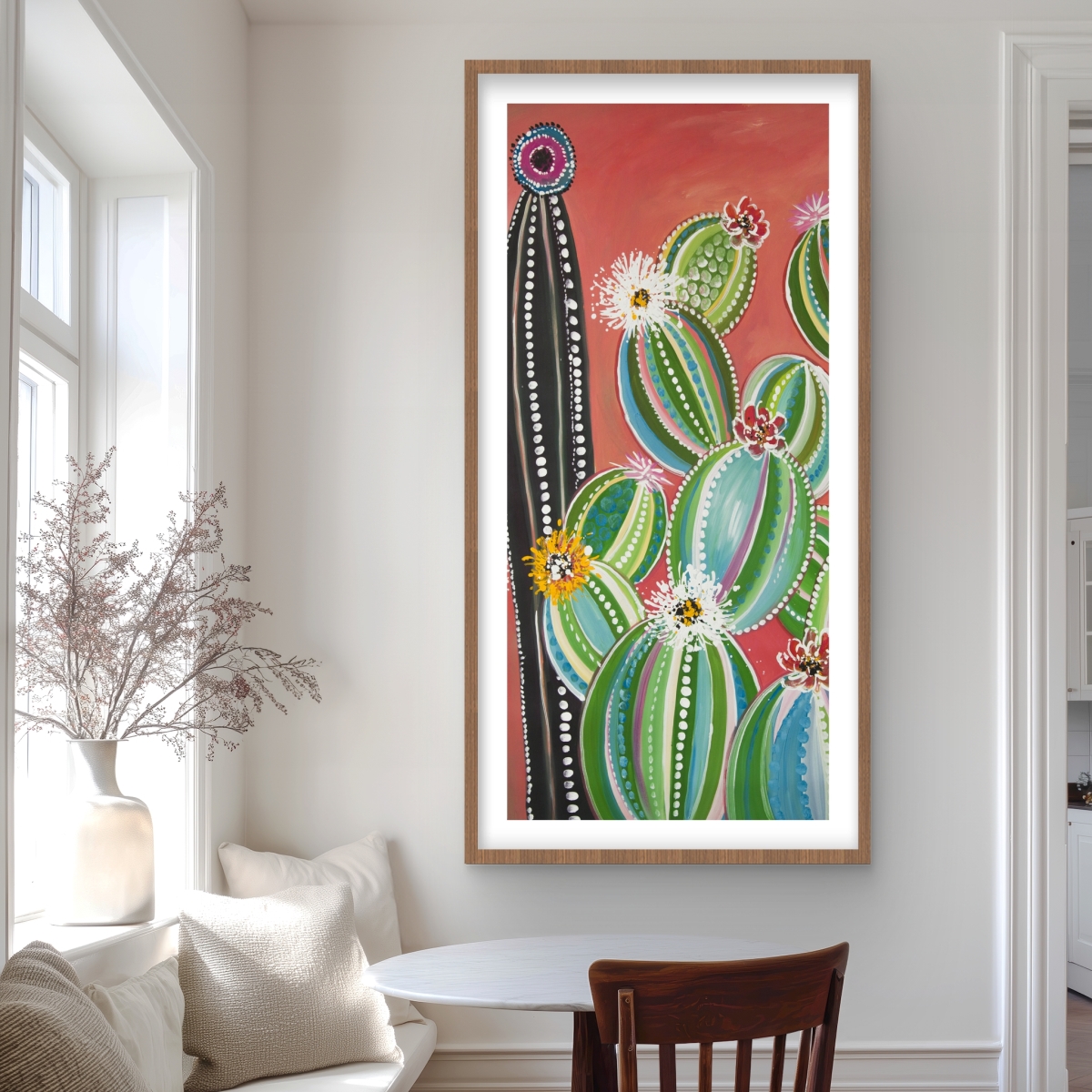 C1FM2448ZP42CL 24 x 48 in. Rainbow Cactus - Framed Matted Print for Home Decor