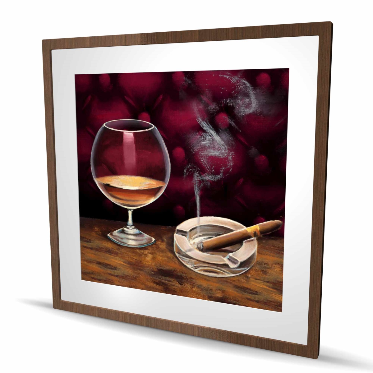 C1FM3636H8QZPA 36 x 36 in. Red Man Cave Framed Matted Print - Alcohol & Cigar Decor